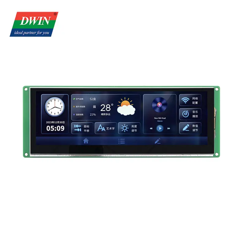 DWIN 7.4 inch 1280x400 TFT LCD HMI UART display touch screen Smart LCD Module FSK bus