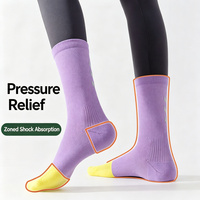 Chaussettes de cyclisme et de course respirantes, anti-transpiration, réfléchissantes, en polyester/nylon sans couture, pour usage cycliste antidérapant
