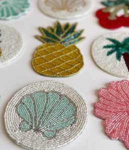 Premium Handmade Beaded <b>Drink</b> <b>Coasters</b> Set Non-Slip Heat Resistant Luxury Decorative Table Mats for Home Dining and Office Desks - Product Image 1