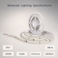 Bande LED à effet de poursuite adressable 24V 2835 126 LED/m 8mm 3000K Blanc Chaud IP20 Télécommande Dimmable pour Éclairage Intelligent