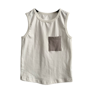 Chemise d'été décontractée personnalisée sans manches pour bébé garçon tricotée en coton à blocs de couleurs maillot de corps épaules muscles - Product Image 3