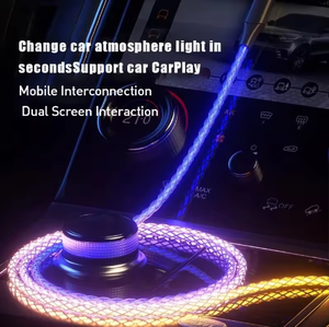 Cable DE DATOS RGB 3 en 1 luz LED Cable USB de carga rápida 1M 1,2 m 6A tipo C cargador de teléfono móvil para coche para iPhone Android IOS - Product Image 5