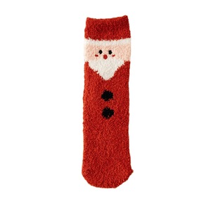 Chaussettes d'hiver à thème <span class=keywords><strong>de</strong></span> Noël fantaisie, en <span class=keywords><strong>polaire</strong></span> corail, motif Père Noël et bonhomme <span class=keywords><strong>de</strong></span> neige, sans peluchage, chaussettes mi-hautes douillettes pour l'hiver - Product Image 3