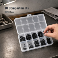 200 Pcs Carbon Steel E Clip Circlip E-Type External Retaining Ring Assortment Kit DIN 6799 Black Oxide