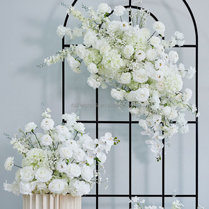 Panel de Flores Colgantes de Rosas Blancas, Flores de Seda, Baby Breath, Panel de Esquina, Camino de Flores para Decoración de Bodas, Fiestas y Compromisos - Product Image 4