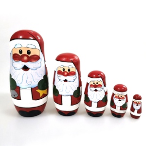 Juego de muñecas anidadas coloridas de recuerdo de Matryoshka de Navidad de madera tradicional rusa para niños - Product Image 6