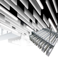 Plafond suspendu en aluminium à grain de bois en forme de U, design moderne de bande de centre commercial, insonorisé pour la décoration