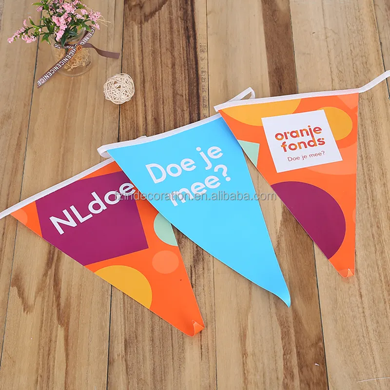 Gerecycled Plastic Papier Driehoek Wimpel Banner Vlag Gors, Xkr Custom Party Decoratie Outdoor Gors