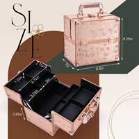Valise de Maquillage Professionnelle Portable avec 4 Plateaux, Boîte Cosmétique Multi-Compartiments, Mallette de Rangement pour Ongles