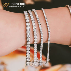 PROVENCE Stock Drop Shipping DEF 3MM VVS1 Moissanite Tennis Chain <b>Bracelet</b> 100% 925 Sterling <b>Silver</b> Diamond Tennis <b>Bracelet</b> - Product Image 1
