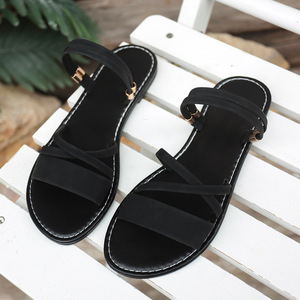 Sandales compensées tendance pour femme, grande taille, style rétro, à bride unique et croisée, pour l'été et la plage - Product Image 5