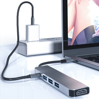 Hub USB de Alta Calidad con 5 Puertos, Estación de Acoplamiento y Hub USB Multipuerto USB-C 3.1 a USB 3.0+ USB 2.0+PD+4K HDTV para Portátil