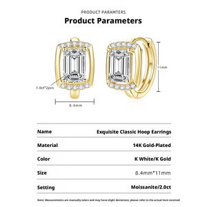 Pendientes de Aro con Halo de Moissanita Corte Esmeralda de 2ct, VVS D GRA, Chapados en Oro de 14K, Joyería de Moissanita Certificada GRA, Modernos y Elegantes para Mujer - Product Image 6