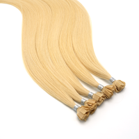 Extensions de cheveux humains de luxe vierges russes Remy pré-collées, blanchies, à pointe plate douce, double tirage, bouclées crépues, type K-tip