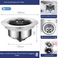 Filtre universel en acier inoxydable pour évier de cuisine, bouchon de vidange pour lavabo et évier, noyau pop-up, nouveau style chinois