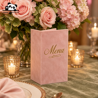Porte-menu de restaurant de luxe personnalisé en daim avec dorure à chaud, couverture de menu en velours rose nuit