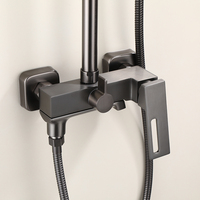 Kit de douche en laiton avec fonction pluie douce en céramique, filtre anti-calcaire et anti-colmatage, finition brossée, construction durable pour usage extérieur