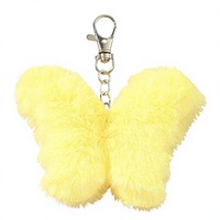 Porte-clés Papillons Arc-en-ciel en Peluche Douce, Pompon, Breloque de Sac en Forme de Papillon avec Boule de Fourrure Moelleuse