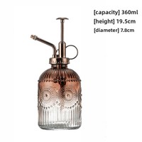 TX22000 En gros Arrosoir en verre gaufré transparent rétro coloré pour jardinage intérieur, outils à pompe