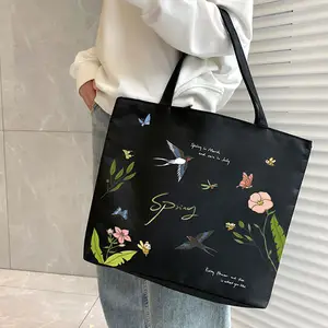 Borsa all'ingrosso in tela di cotone riutilizzabile con Logo stampato personalizzato