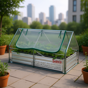 Mini Jardín Vertical Sava con Marco de Aluminio y Cubierta de Plástico, Invernadero para Jardines Urbanos, Fácil de Montar, Estilo Moderno - Product Image 2