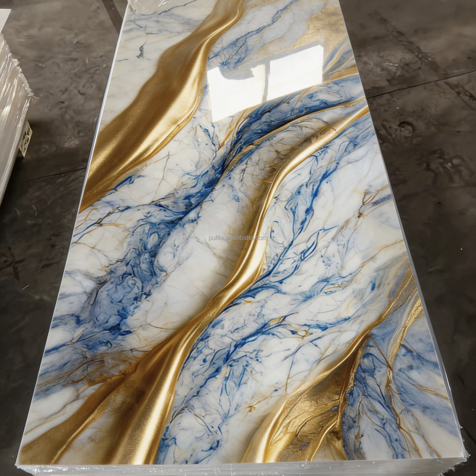 PVC UV Marble Wall Panel High Gloss Waterproof Fireproof Modern ...