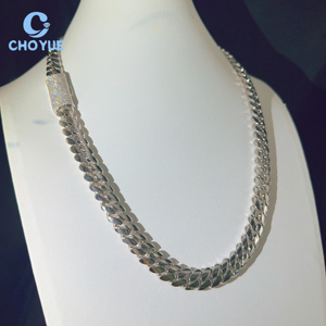 Cadena cubana de eslabones Miami de 12 mm de plata de ley 925 con diamantes de moissanita VVS, estilo hip hop, joyería lisa - Product Image 4