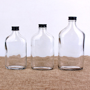 Bouteilles en verre transparent avec bouchons à vis noirs, bouteilles à liqueur vides réutilisables pour whisky, <span class=keywords><strong>vodka</strong></span>, vin, boissons maison - Product Image 2