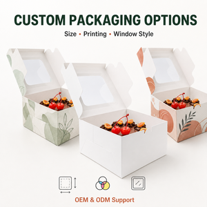 Caixa de Papel para Bolo com Logotipo Personalizado e Janela Transparente, Embalagem Dobrável Branca para Doces e Alimentos, Fabricante Atacadista com Fornecimento em Massa - Product Image 4