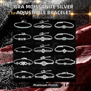 S925 Sterling Silver Gold Plated <b>Charm</b> Moissanite Bracelet Adjustable 1CT for Women Party - Product Image 2