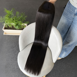 Perruques de cheveux humains 100% naturels noirs, haute qualité, lisses, 180% densité, cheveux bruts du Vietnam, closure HD 6*6, 1-24 pouces - Product Image 5