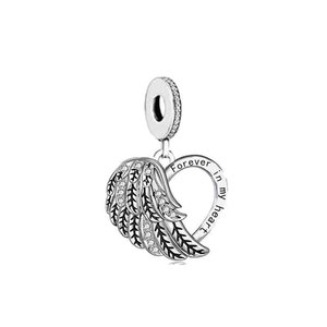 Hot 925 Sterling Silver Angel Wings <strong>Mum</strong> Dad Beads <strong>Charm</strong> Fit Original <strong>Charms</strong> Bracelets for Women Memcrial Jewelry Making 2022 DIY - Product Image 2