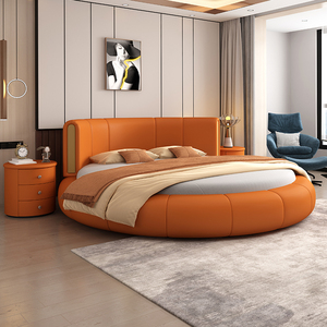 Hot Bán Hiện Đại Cao End Vòng Giường Đặt Đồ Nội Thất Phòng Ngủ Mới Nhất Thiết Kế Ánh Sáng Sang Trọng Vòng Giường Bọc Da Vòng Giường - Product Image 6