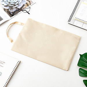 A4 キャンバスジッパーファイルバッグ 大容量 学生用スクールハンドバッグ カスタムロゴ印刷 ドキュメントオーガナイザー - Product Image 5