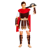 Halloween Carnaval Fête Mascarade Cosplay Hommes Ancien Costume Romain Samouraï Guerrier avec Cape Rouge
