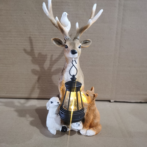 Luces LED Decorativas de Resina para Jardín, Escultura de Animales Simulados en <span class=keywords><strong>3D</strong></span>, Motivo de Ciervo Iluminado con Fibra de Vidrio, Decoración Navideña - Product Image 4
