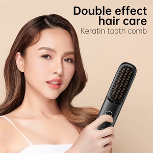 Custom Logo Hair Straightener Brush Hot <b>Comb</b> LED Display Battery for Household Hotel Outdoor Styling Ceramic Coating 1-Year - Product Image 4
