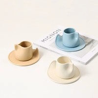 Tasse et soucoupe de thé au lait en céramique givrée mate de couleur bonbon Macaron exquise rétro simple expresso tasse à café soucoupe