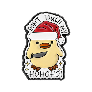 Petit canard jaune de Noël en vrac en gros avec insigne d'épinglette de couteau phrases anglaises ne touchez pas ma broche de dessin animé Hohoho - Product Image 2