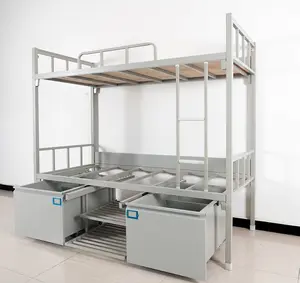 금속 사물함 침대 아파트 기숙사 학교 옷장을 가진 두 배 강철 이층 침대