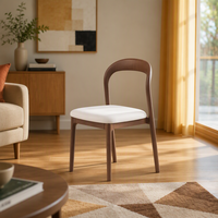 Chaise de salle à manger minimaliste italienne MULIGNA en bois massif, dossier en U, assise rembourrée, sans accoudoirs, pour salle à manger, cuisine, restaurant