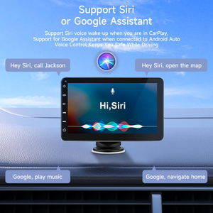 หน้าจอรถยนต์ไร้สายขนาด 7 นิ้ว แบบพกพา รองรับ CarPlay และ Android Auto หน้าจอ IPS แบบแยกส่วน หน้าจอสัมผัส ใช้ได้กับรถยนต์ทั่วไป - Product Image 3