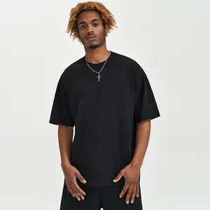 wholesale custom heavyweight oversized tee shirt vintage round neck line tshirt elastane black plain oversized t shirt for men