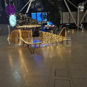 Décoration de Noël en forme d'avion avec éclairage LED, motif imperméable pour jardin, art extérieur, décoration de vacances - Product Image 6