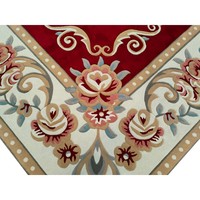 Maßgefertigter Neuseeland-Wollteppich mit Handgetufteter Europäischer Klassischer Blumenmuster-Optik, Luxuriöser Roter Teppich für Hotel & Zuhause