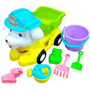 Puppy Dump Truck <b>Beach</b> Toy Set with Bucket Watering Can Shovel and Rake Mesh Packed - Product Image 1