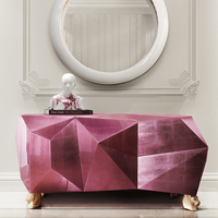 Meubles de rangement personnalisables en améthyste facettée avec feuille d'or et tête de lion sculptée à la main, directement du fabricant