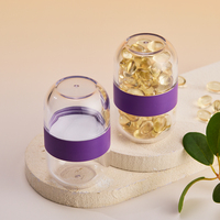 Nouvelle conception de bouteille en plastique PS 2 en 1 à paroi épaisse avec bouchon à vis 30 ml + 30 ml pour deux types de capsules, capsules de vitamines, médicaments