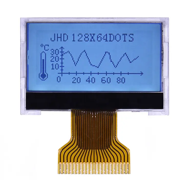 Modul Komposit Lcd Negatif FSTN, dengan JHD12864-G08BTW-BW-3 Ukuran 1 Inci