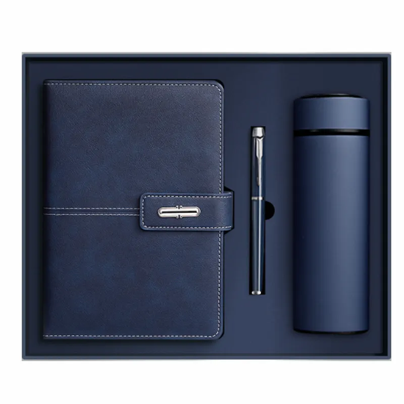 Conjunto de canetas promocionais de negócios premium, caneta de aço inoxidável com disco USB, caderno de luxo com logotipo personalizado para formatura de Natal